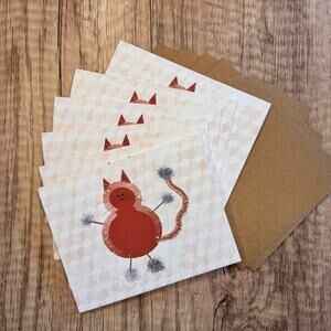 Greeting Cards Blank Notes Cat Lover Orange Cat 6 w/Envelopes Custom Art NEW!